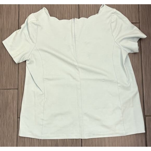 Talbots Light Blue Scallop Coller Short Sleeve Blouse Size 1X Stretch - Picture 2 of 4